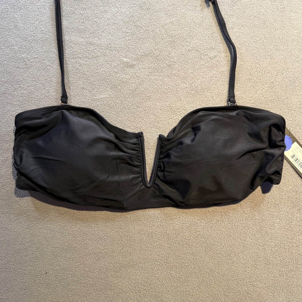 Nicole Miller New York Black V Wire Bandeau Bikini Top XL NMQG/BK-042 NWT